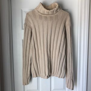 GAP Knit Cream Turtleneck Sweater Size Large 100% Cotton - Warm and Thick